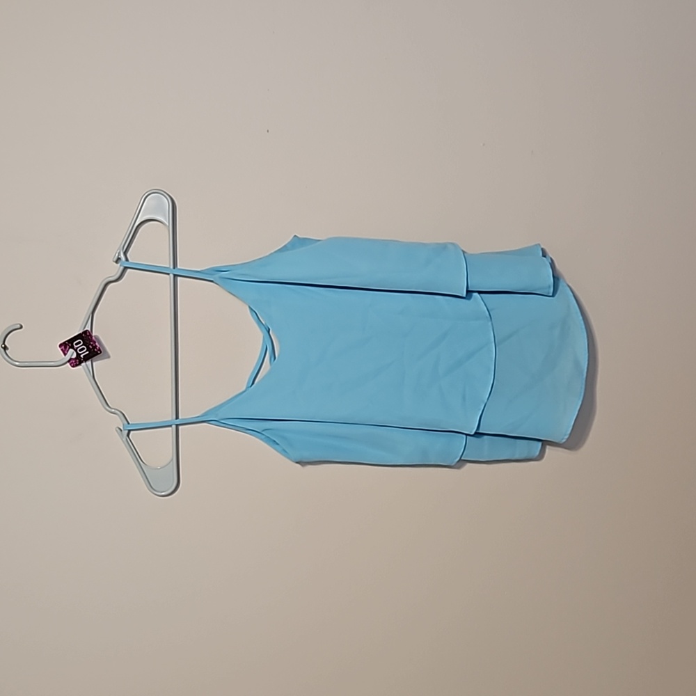 Annabella Blue spaghetti strap layered Tank top. In EUC